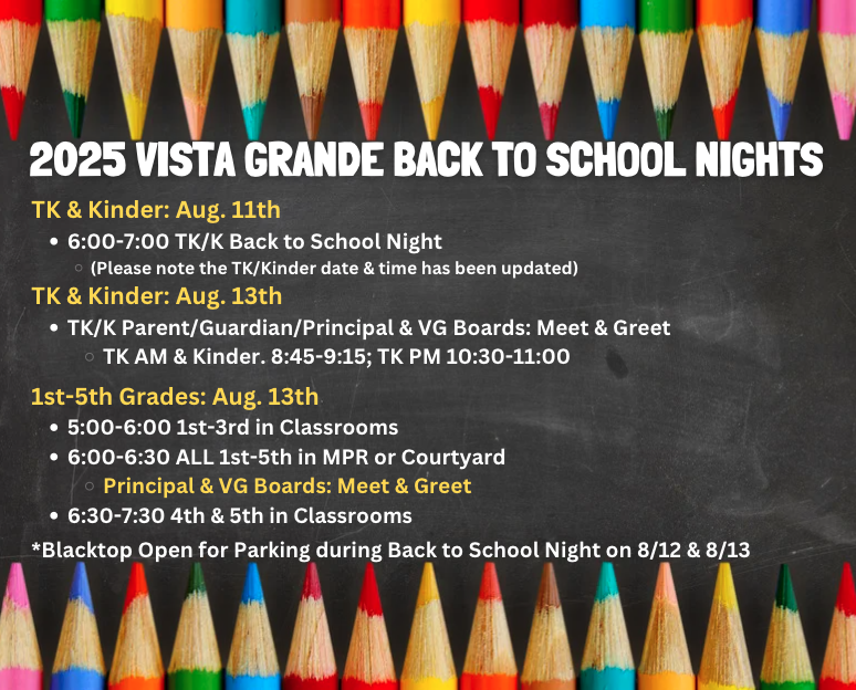 Back to School Night Dates