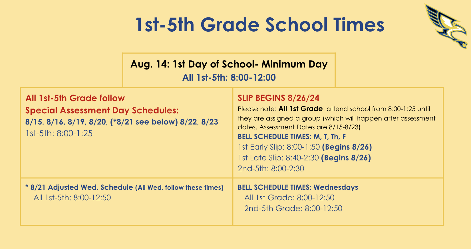 1st-5th Grade School Times