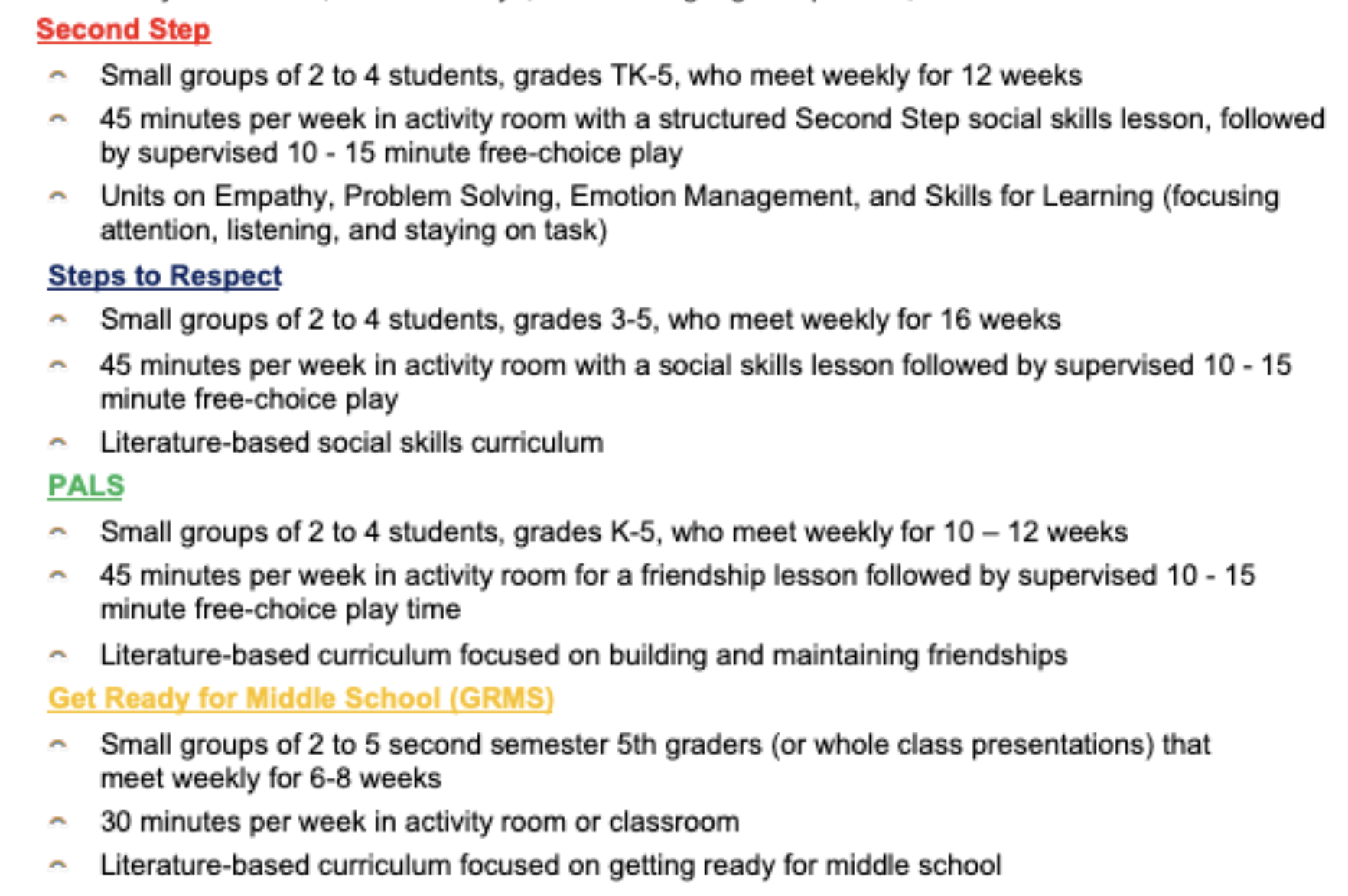 Rainbow Room Program Information