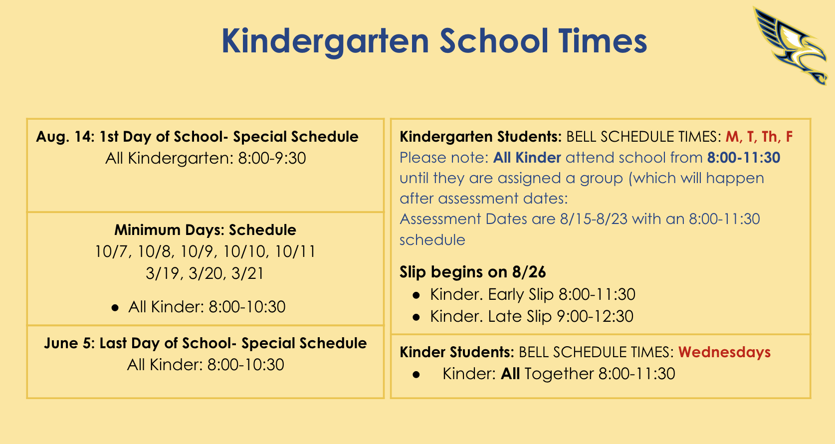 Kindergarten School Times