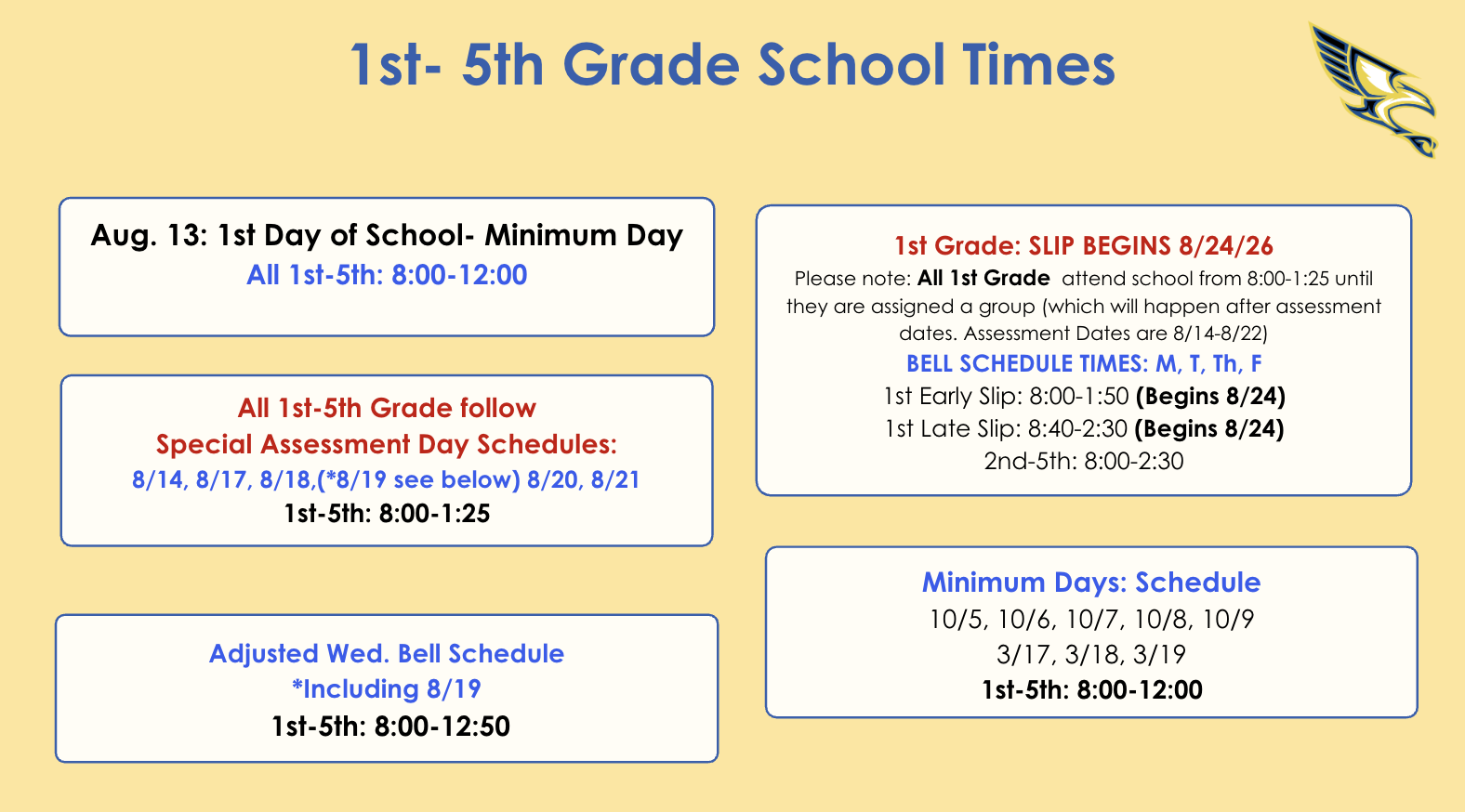 1st-5th Grade School Times