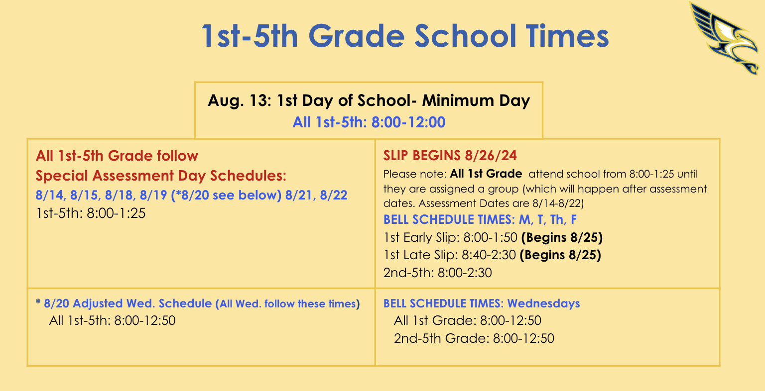 1st-5th Grade School Times