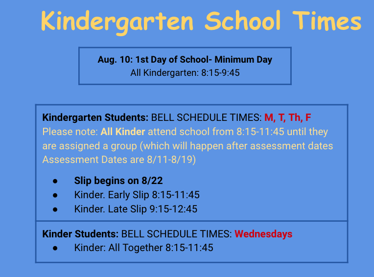 Kindergarten Schedule